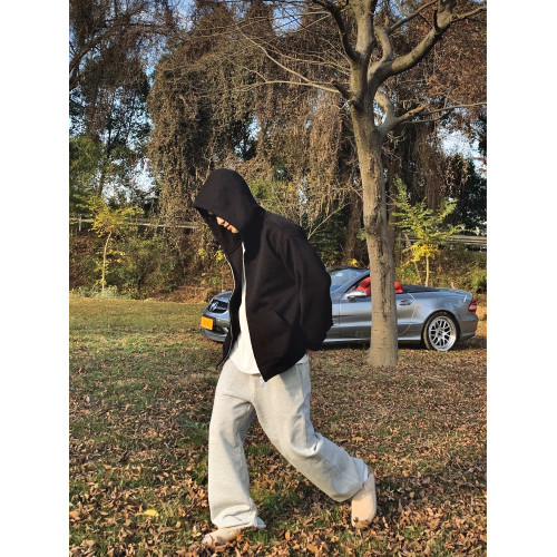 G哥工作室 秋冬重磅純色寬松廓形拉鍊開衫潮連帽曡穿衛衣男士帽衫 G哥工作室 秋冬重磅純色寬松廓形拉鍊開衫潮連帽曡穿衛衣男士帽衫