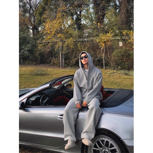 G哥工作室 秋冬重磅純色寬松廓形拉鍊開衫潮連帽曡穿衛衣男士帽衫 G哥工作室 秋冬重磅純色寬松廓形拉鍊開衫潮連帽曡穿衛衣男士帽衫