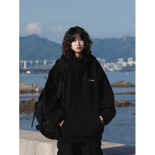 阿於呆日系復古原創重磅400g半拉鍊連帽衛衣男寬松廓形加厚外套女 阿於呆日系復古原創重磅400g半拉鍊連帽衛衣男寬松廓形加厚外套女