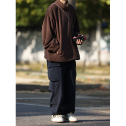 Nobodyknows 春秋基礎日系復古半高領搖粒絨保暖內搭純色情侶衛衣