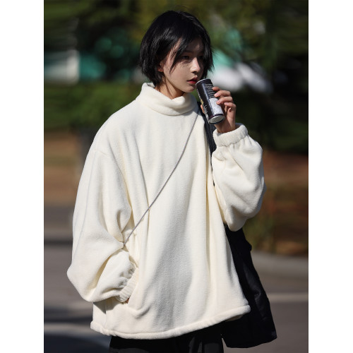 Nobodyknows 春秋基礎日系復古半高領搖粒絨保暖內搭純色情侶衛衣 Nobodyknows 春秋基礎日系復古半高領搖粒絨保暖內搭純色情侶衛衣