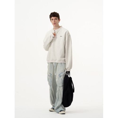 MADWITCH美式復古簡約少年感亨利領衛衣男女寬松休閒套頭長袖上衣 MADWITCH美式復古簡約少年感亨利領衛衣男女寬松休閒套頭長袖上衣