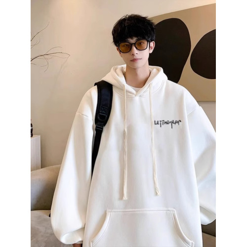 2025春秋裝新款美式潮牌純棉重磅圓領寬松黑色長袖衛衣上衣外套男 2025春秋裝新款美式潮牌純棉重磅圓領寬松黑色長袖衛衣上衣外套男