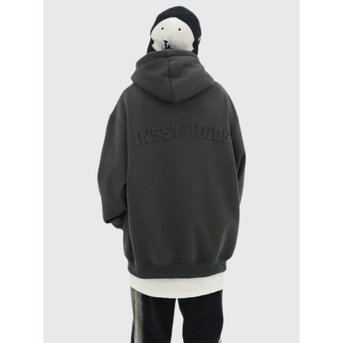 INSstudios 鋼印壓花衛衣自製ins潮牌純棉搖粒絨加絨拉鍊外套男女 INSstudios 鋼印壓花衛衣自製ins潮牌純棉搖粒絨加絨拉鍊外套男女