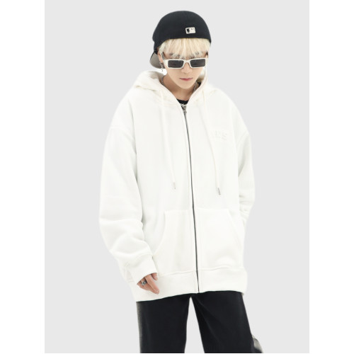 INSstudios 鋼印壓花衛衣自製ins潮牌純棉搖粒絨加絨拉鍊外套男女 INSstudios 鋼印壓花衛衣自製ins潮牌純棉搖粒絨加絨拉鍊外套男女