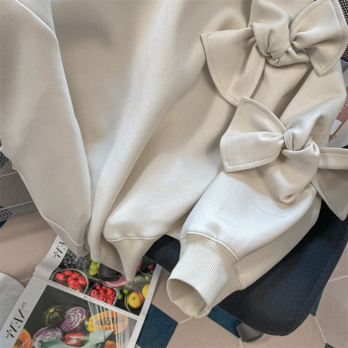 法式小香風獨特設計蝴蝶結衛衣男女秋冬季寬松高級感慵懶正肩上衣 法式小香風獨特設計蝴蝶結衛衣男女秋冬季寬松高級感慵懶正肩上衣