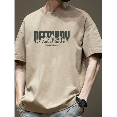 重磅純棉短袖t恤男夏季2025新款潮牌潮流休閒體恤寬松五分袖上衣