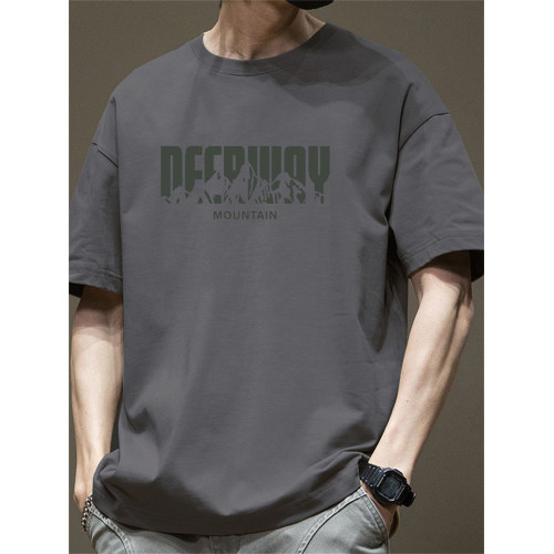 重磅純棉短袖t恤男夏季2025新款潮牌潮流休閒體恤寬松五分袖上衣