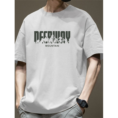 重磅純棉短袖t恤男夏季2025新款潮牌潮流休閒體恤寬松五分袖上衣