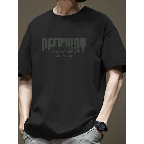 重磅純棉短袖t恤男夏季2025新款潮牌潮流休閒體恤寬松五分袖上衣