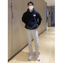 純棉加長版青少年男瘦高個子春秋款190垂感直筒休閒運動長腿衛褲