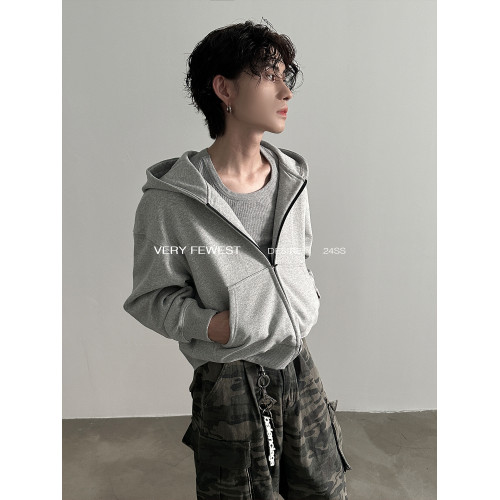 VERY FEWEST Boxy美式重磅短款拉鍊連帽衛衣中性基礎寬松外套 VERY FEWEST Boxy美式重磅短款拉鍊連帽衛衣中性基礎寬松外套