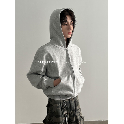 VERY FEWEST Boxy美式重磅短款拉鍊連帽衛衣中性基礎寬松外套 VERY FEWEST Boxy美式重磅短款拉鍊連帽衛衣中性基礎寬松外套