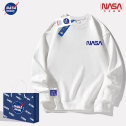 NASA春秋款圓領衛衣男女士冬季加絨加厚寬松情侶外套港風套頭上衣