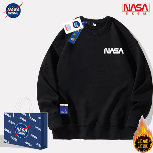 NASA春秋款圓領衛衣男女士冬季加絨加厚寬松情侶外套港風套頭上衣 NASA春秋款圓領衛衣男女士冬季加絨加厚寬松情侶外套港風套頭上衣