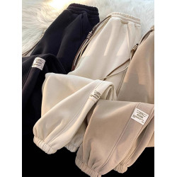 美式重磅運動衛褲男生秋季新款寬松直筒休閒百搭褲子濶腿束腳長褲