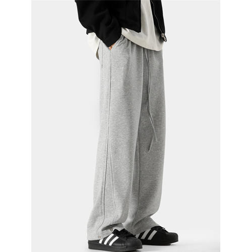 2025新款潮牌重磅休閒衛褲男寬松直筒秋季垂感百搭純色濶腿運動褲 2025新款潮牌重磅休閒衛褲男寬松直筒秋季垂感百搭純色濶腿運動褲