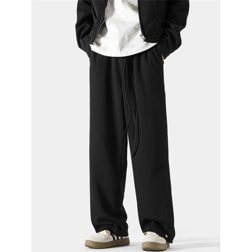 2025新款潮牌重磅休閒衛褲男寬松直筒秋季垂感百搭純色濶腿運動褲 2025新款潮牌重磅休閒衛褲男寬松直筒秋季垂感百搭純色濶腿運動褲