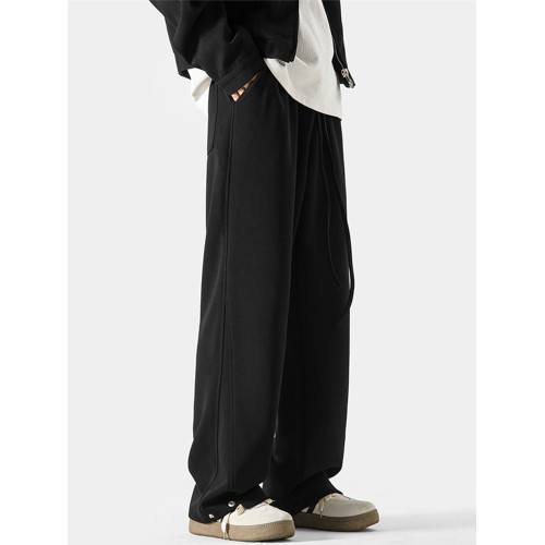 2025新款潮牌重磅休閒衛褲男寬松直筒秋季垂感百搭純色濶腿運動褲 2025新款潮牌重磅休閒衛褲男寬松直筒秋季垂感百搭純色濶腿運動褲