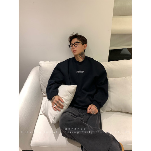 OXFREAK 「英文詞句印花」450G重磅灰色衛衣男秋冬寬松美式長袖衫 OXFREAK 「英文詞句印花」450G重磅灰色衛衣男秋冬寬松美式長袖衫