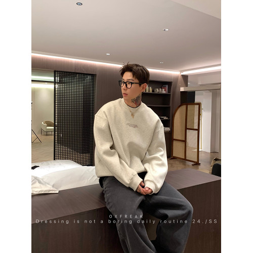 OXFREAK 「英文詞句印花」450G重磅灰色衛衣男秋冬寬松美式長袖衫 OXFREAK 「英文詞句印花」450G重磅灰色衛衣男秋冬寬松美式長袖衫