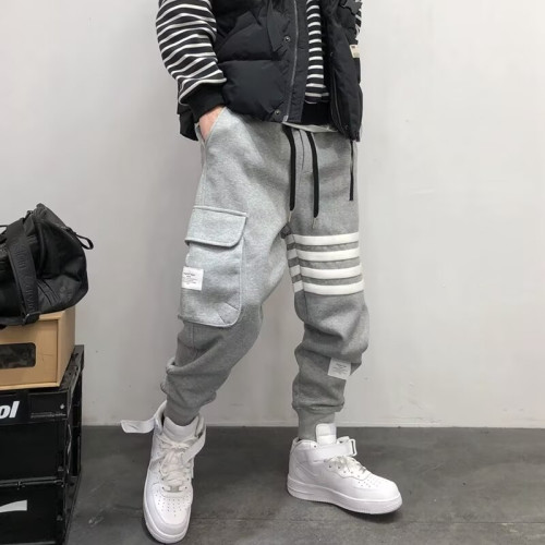 秋季新款潮流休閒四杠衛褲男潮牌寬松立體口袋束腳小腳運動哈倫褲