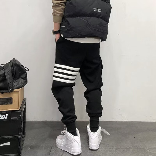 秋季新款潮流休閒四杠衛褲男潮牌寬松立體口袋束腳小腳運動哈倫褲