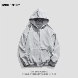 春秋季港風個性純色連帽開衫衛衣男女簡約百搭外套情侶寬松上衣潮