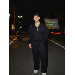 PAPASLILMONSTER美式街頭Cleanfit 設計感長褲簡約百搭運動衛褲男