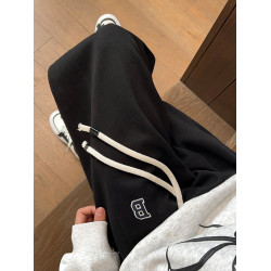 美式拼接束腳衛褲男秋季高街青少年休閒褲復古百搭直筒滑雪褲子潮