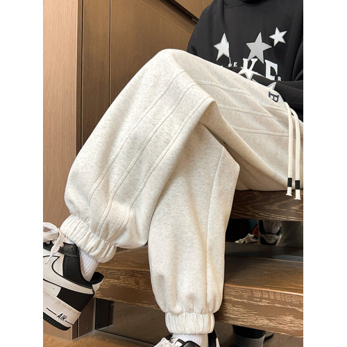 美式拼接束腳衛褲男秋季高街青少年休閒褲復古百搭直筒滑雪褲子潮 美式拼接束腳衛褲男秋季高街青少年休閒褲復古百搭直筒滑雪褲子潮