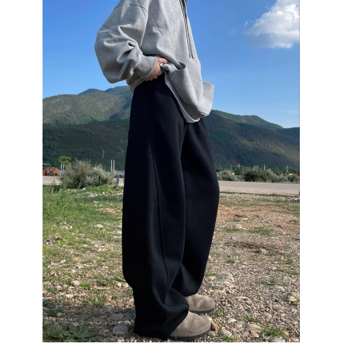 一衹小楊24aw日系純色400g重磅加厚彎刀褲男女寬松秋冬抽繩休閒褲 一衹小楊24aw日系純色400g重磅加厚彎刀褲男女寬松秋冬抽繩休閒褲