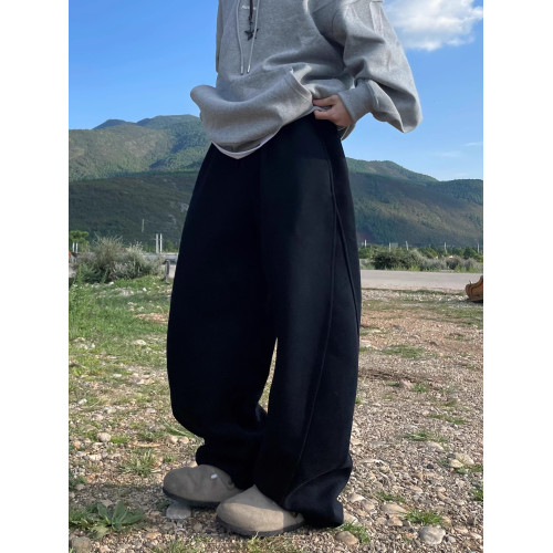 一衹小楊24aw日系純色400g重磅加厚彎刀褲男女寬松秋冬抽繩休閒褲 一衹小楊24aw日系純色400g重磅加厚彎刀褲男女寬松秋冬抽繩休閒褲