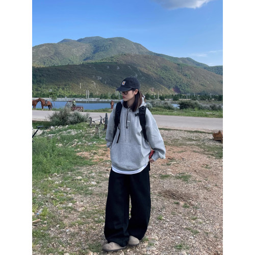 一衹小楊24aw日系純色400g重磅加厚彎刀褲男女寬松秋冬抽繩休閒褲 一衹小楊24aw日系純色400g重磅加厚彎刀褲男女寬松秋冬抽繩休閒褲