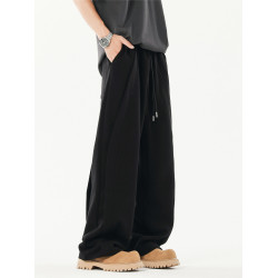 美式重磅cleanfit灰色衛褲男潮牌新款拼接寬鬆濶腿休閒運動長褲子