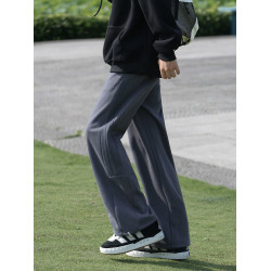 港仔文藝男灰色衛褲男秋冬加絨直筒男士休閒褲子男生運動長褲男款