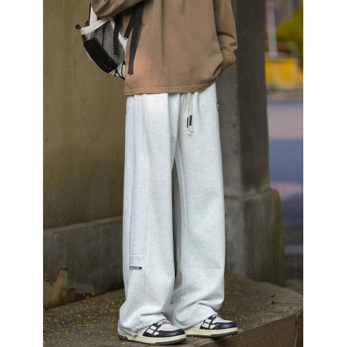 港仔文藝男灰色衛褲男秋冬加絨直筒男士休閒褲子男生運動長褲男款 港仔文藝男灰色衛褲男秋冬加絨直筒男士休閒褲子男生運動長褲男款