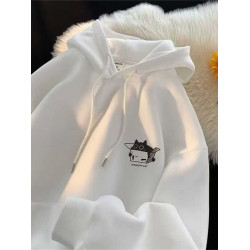 高級感痞帥潮流卡通美式復古重磅100%純棉連帽衛衣男秋冬寬松加絨