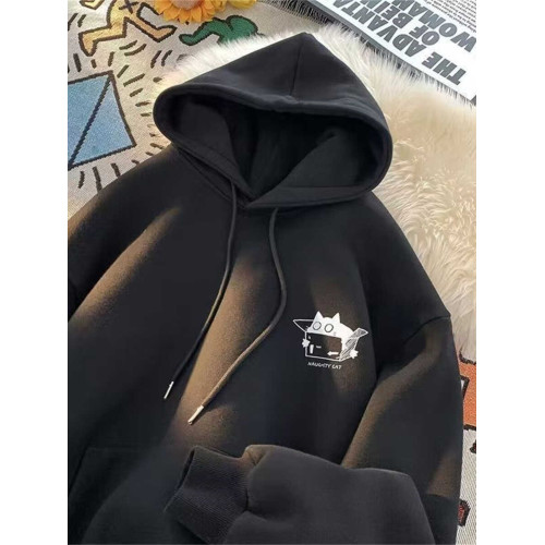 高級感痞帥潮流卡通美式復古重磅100%純棉連帽衛衣男秋冬寬松加絨 高級感痞帥潮流卡通美式復古重磅100%純棉連帽衛衣男秋冬寬松加絨