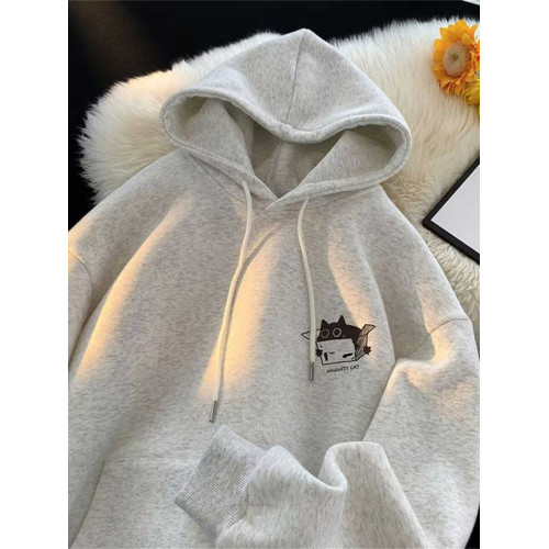 高級感痞帥潮流卡通美式復古重磅100%純棉連帽衛衣男秋冬寬松加絨 高級感痞帥潮流卡通美式復古重磅100%純棉連帽衛衣男秋冬寬松加絨