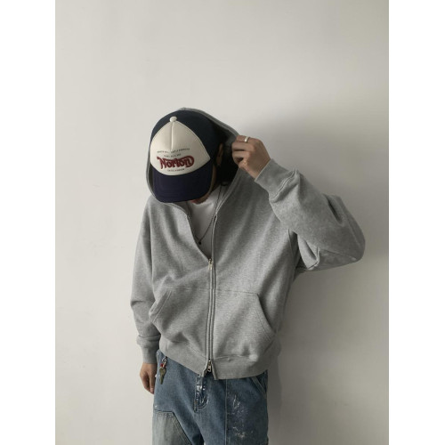 INKNOTS美式復古寬鬆clean fit重磅短寬拉鍊連帽衛衣男女潮牌外套