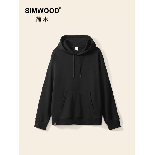 SIMWOOD/簡木【寬松版】360g基礎款純色袋鼠兜休閒百搭連帽衛衣男 SIMWOOD/簡木【寬松版】360g基礎款純色袋鼠兜休閒百搭連帽衛衣男