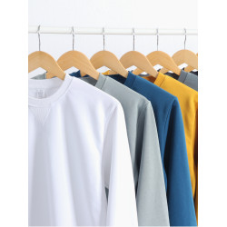 美式400g重磅毛圈衛衣純棉倒三角純色圓領打底衫寬松長袖外套男女