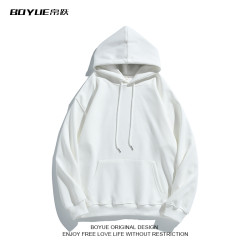 BOYUE帛躍春秋季寬松重磅300g連帽衛衣男潮純色oversize保暖外套