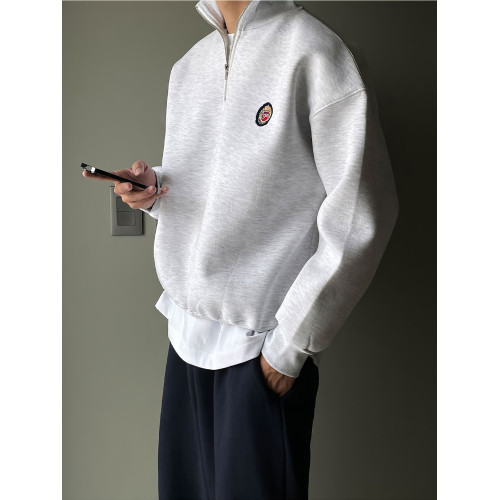 加絨重磅半拉鍊立領衛衣男春秋2025潮牌寬松休閒簡約套頭長袖外套 加絨重磅半拉鍊立領衛衣男春秋2025潮牌寬松休閒簡約套頭長袖外套