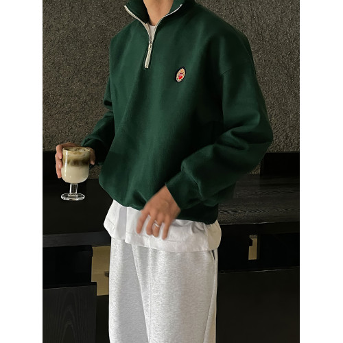 加絨重磅半拉鍊立領衛衣男春秋2025潮牌寬松休閒簡約套頭長袖外套 加絨重磅半拉鍊立領衛衣男春秋2025潮牌寬松休閒簡約套頭長袖外套