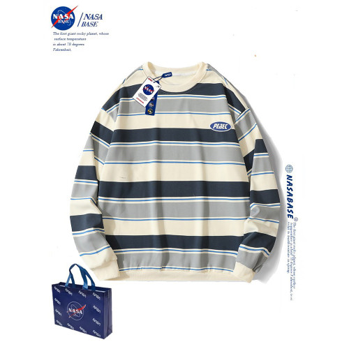 NASA聯名春秋原宿風上衣ins美式街頭復古條紋情侶長袖t恤衛衣男潮 NASA聯名春秋原宿風上衣ins美式街頭復古條紋情侶長袖t恤衛衣男潮