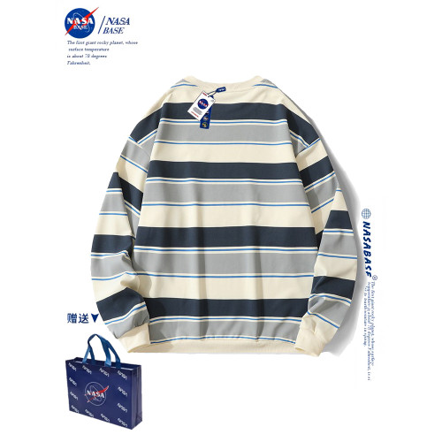 NASA聯名春秋原宿風上衣ins美式街頭復古條紋情侶長袖t恤衛衣男潮 NASA聯名春秋原宿風上衣ins美式街頭復古條紋情侶長袖t恤衛衣男潮
