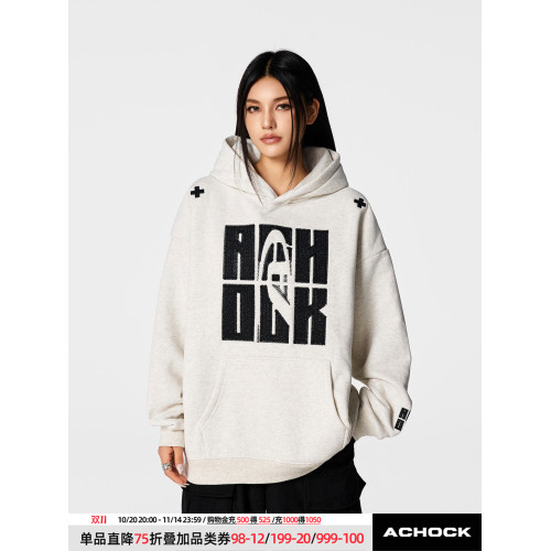 【Achock官方店】重工刺綉連帽衛衣潮秋冬加絨加厚重磅情侶款外套 【Achock官方店】重工刺綉連帽衛衣潮秋冬加絨加厚重磅情侶款外套