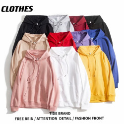 長袖連帽衛衣男生春秋季薄款潮流ins純棉潮牌上衣服純色寬松外套